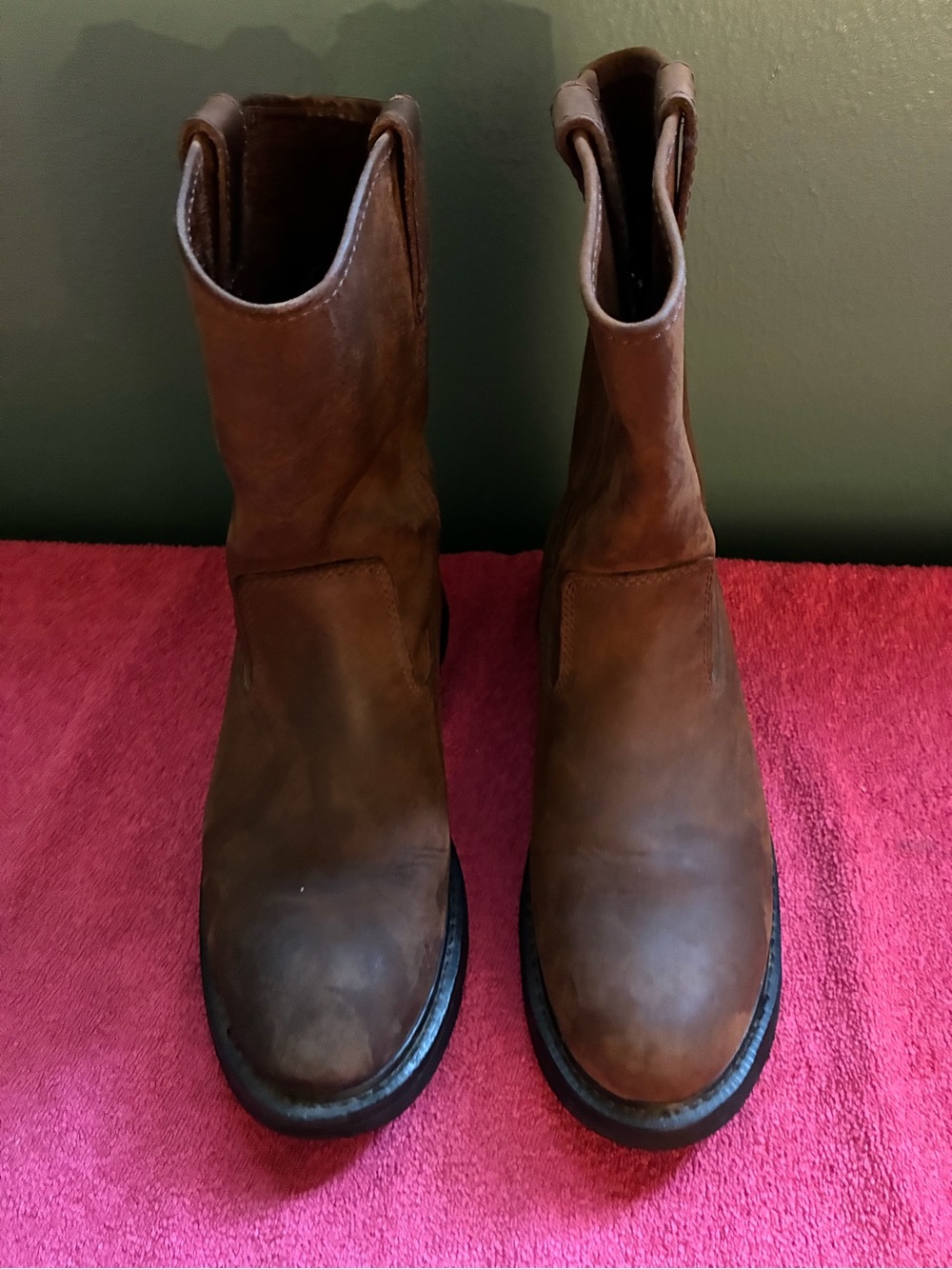 Wolverine Brown Leather Pull-On Work Boots